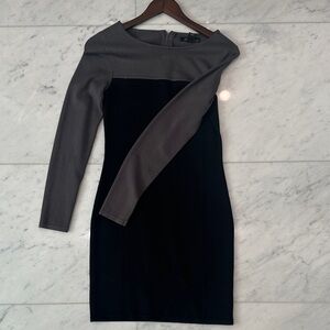 Kenneth Cole New York Gray and Black Long Sleeve Dress